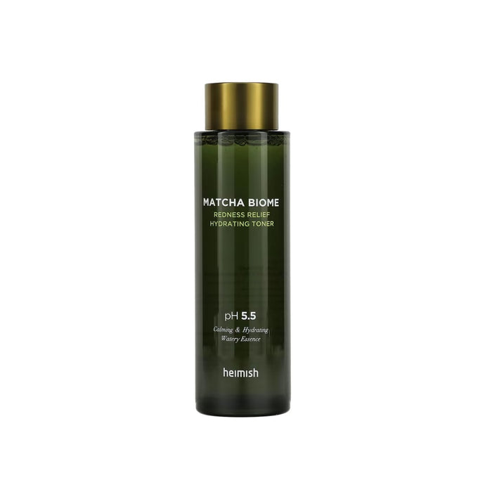 HEIMISH Matcha Biome Redness Relief Hydrating Toner is a calming and hydrating toner specially formulated for sensitive and irritated skin. With Camellia Sinensis Leaf Extract (Green Tea) and Lactobacillus Ferment, it soothes redness, strengthens the skin barrier, and provides deep hydration. Enriched with Turmeric Root Extract and Panthenol, it helps calm inflammation and restore balance. Lightweight and refreshing, this toner preps your skin for the next steps in your routine, leaving it calm,