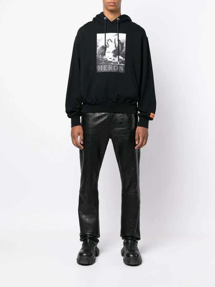 HERON PRESTON Halftone Heron Hoodie Black/Black - MAISONDEFASHION.COM
