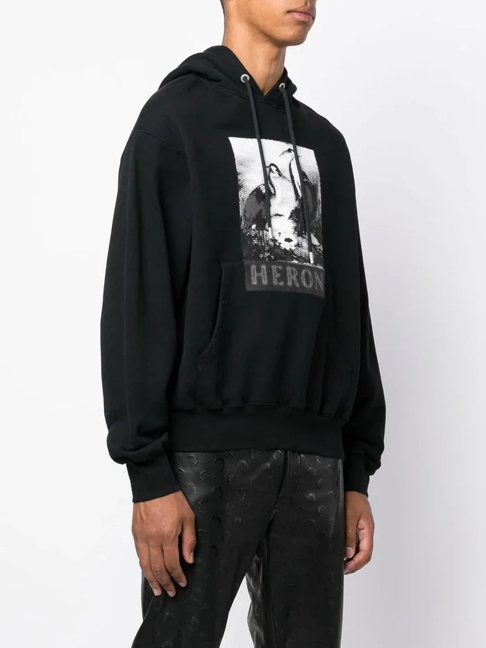 HERON PRESTON Halftone Heron Hoodie Black/Black - MAISONDEFASHION.COM