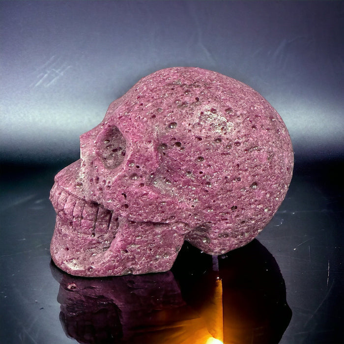 Honeycomb Ruby Skull - Handcarved - Lab Created Ruby - Raven's Cauldron