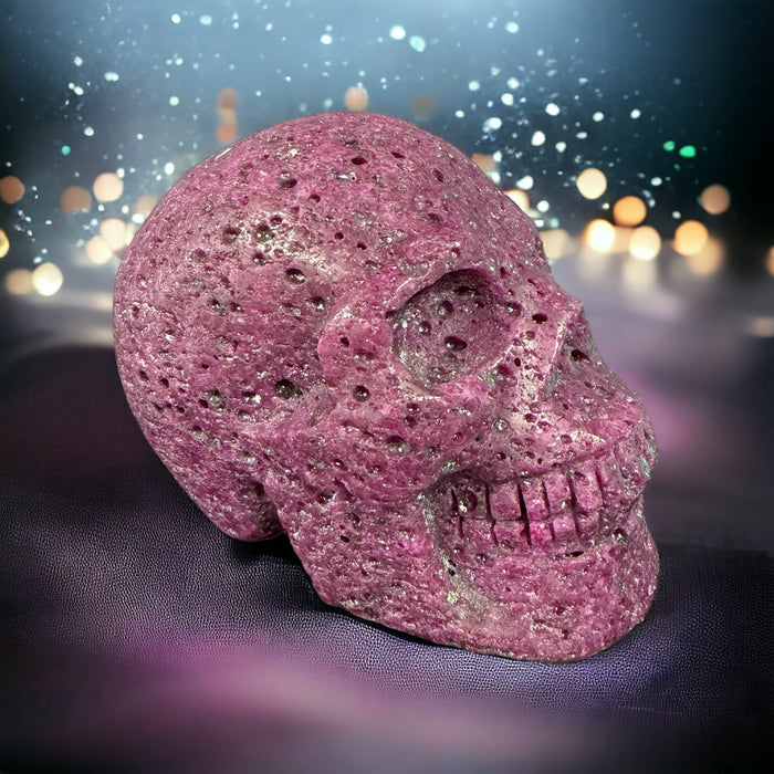 Honeycomb Ruby Skull - Handcarved - Lab Created Ruby - Raven's Cauldron
