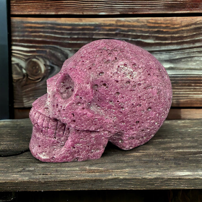 Honeycomb Ruby Skull - Handcarved - Lab Created Ruby - Raven's Cauldron
