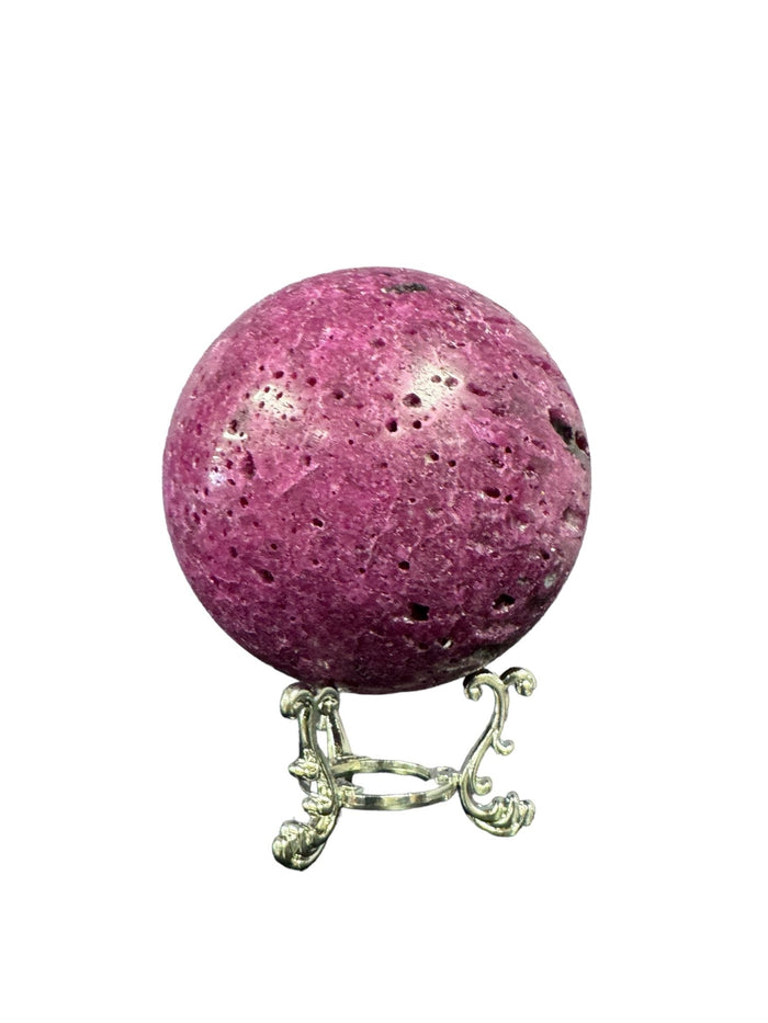 Honeycomb Ruby Sphere - Handcarved - Lab Created Ruby - Raven's Cauldron