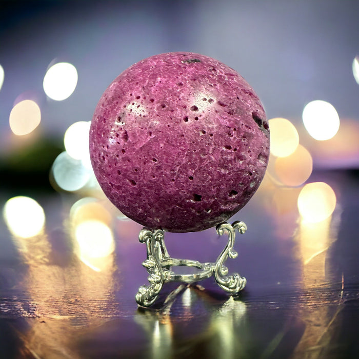 Honeycomb Ruby Sphere - Handcarved - Lab Created Ruby - Raven's Cauldron