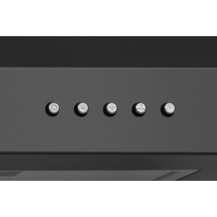 Hotte murale Hauslane 76 cm | Cheminée murale noire mate | Convertible avec ou sans conduit, aspiration puissante, filtres en aluminium à six couches, lampes LED interchangeables, hotte de cuisine