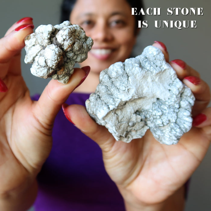 two raw howlite stones