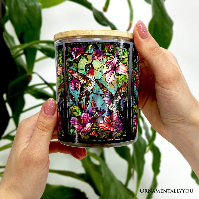 Hummingbird Faux Stained Glass LED Tea Light Candle, Delicate Nature Inspired Decor With Soft Glow Candles OrnamentallyYou