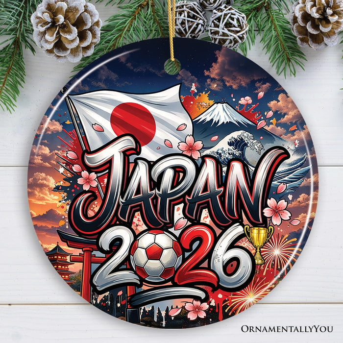 Japan 2026 Soccer Cup Global Championship Ornament, Fans Football Gift and Tree Decor Ceramic Ornament OrnamentallyYou Circle