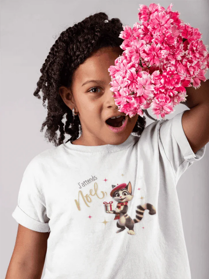 J'attends Noël 🐈‍⬛ Youth Midweight Tee 🎄 A purr-fectly Parisian Christmas for your little one! - Whippie's