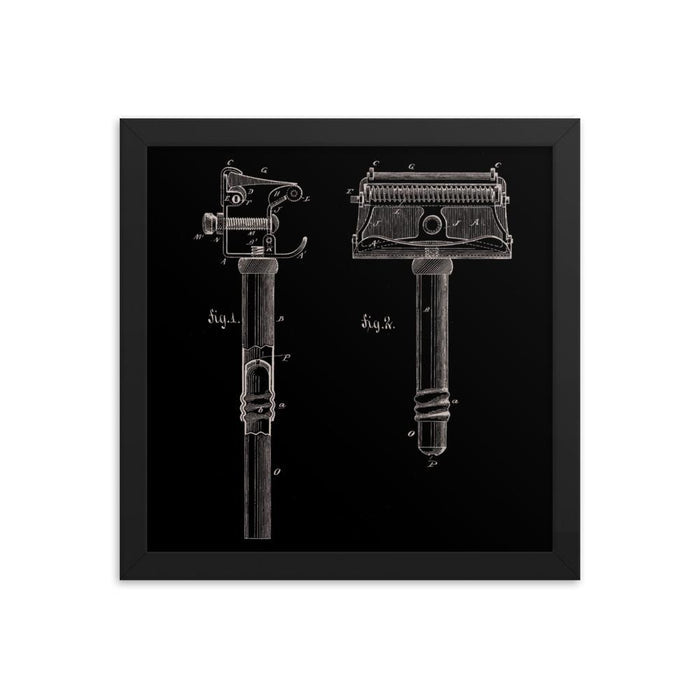 Kampfe Brothers Patent Drawing Elegant Black Framed Print - Phoenix Artisan Accoutrements