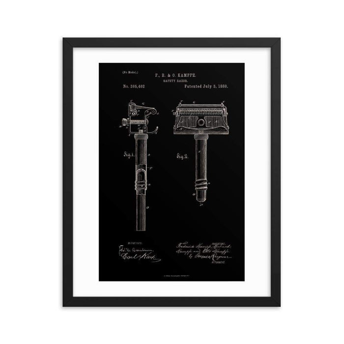 Kampfe Brothers Patent Drawing Elegant Black Framed Print - Phoenix Artisan Accoutrements