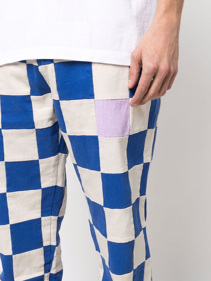 KIDSUPER Check-print straight-leg trousers Blue - MAISONDEFASHION.COM