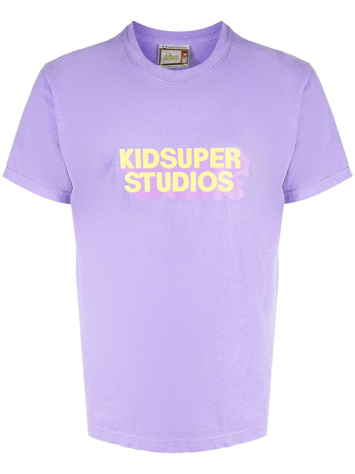 KIDSUPER Logo-Print T-shirt Purple/Yellow - MAISONDEFASHION.COM