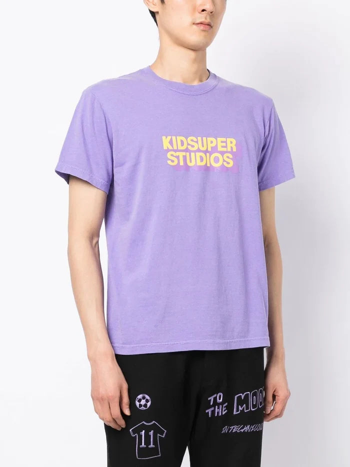 KIDSUPER Logo-Print T-shirt Purple/Yellow - MAISONDEFASHION.COM