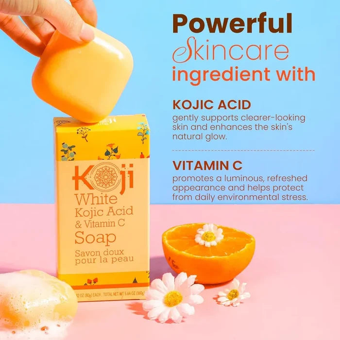 Koji White Kojic Acid & Vitamin C Skin Brightening Soap 2Pcs 100g