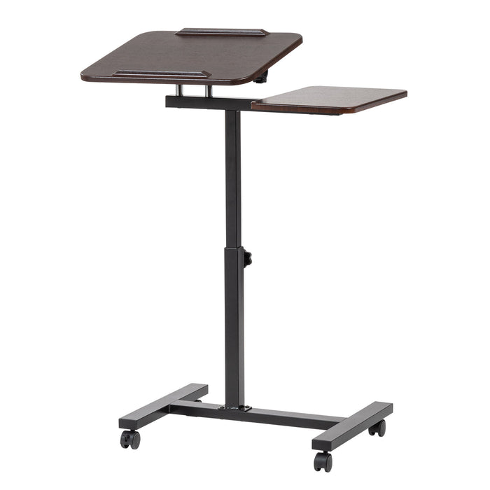 Laptop Cart Adjustable Height and Angle Table with Side Table, Brown - IRIS USA, Inc.