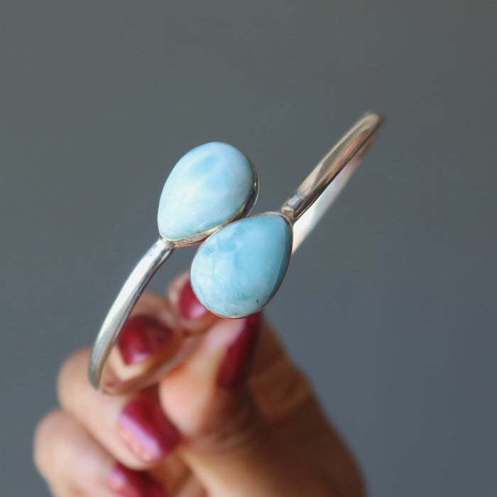 Larimar Bracelet Bangle Blue Waters Sterling Silver