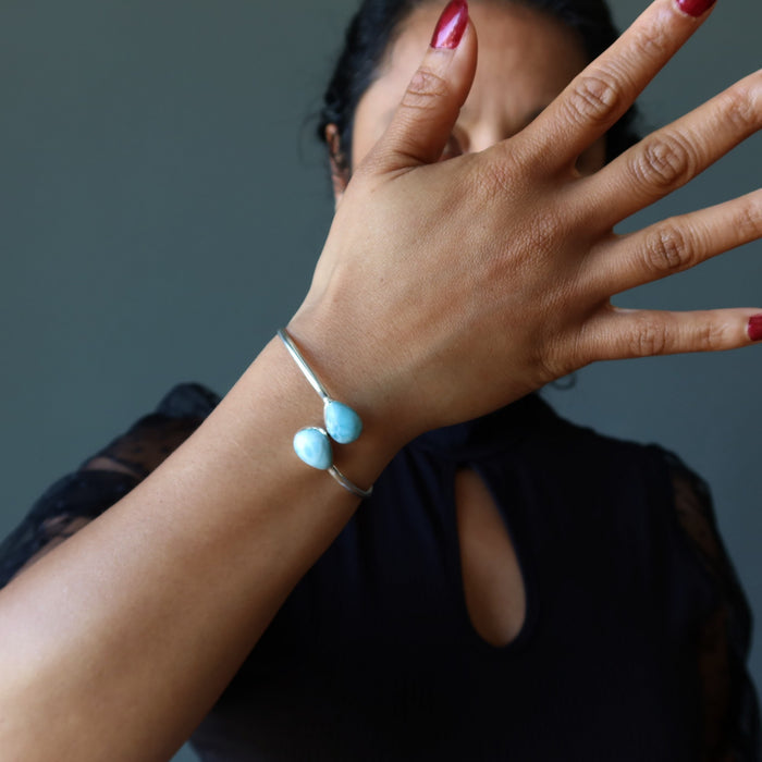 Larimar Bracelet Bangle Blue Waters Sterling Silver
