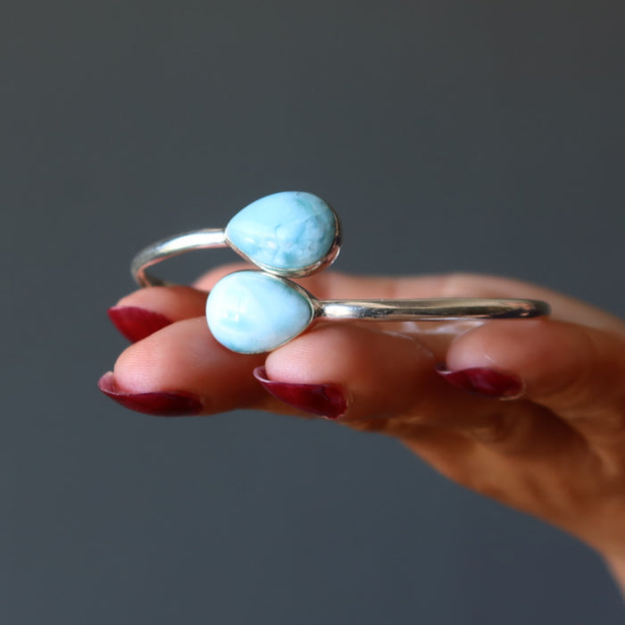 Larimar Bracelet Bangle Blue Waters Sterling Silver