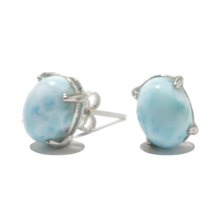 Larimar Earrings Caribbean Blue Studs Sterling Silver