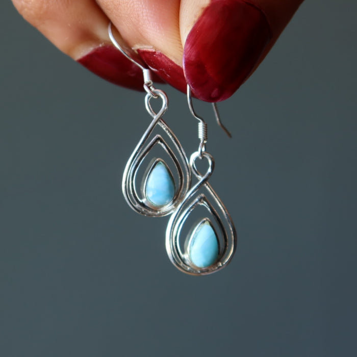 Larimar Earrings Seaside Serenity Drop Sterling Silver