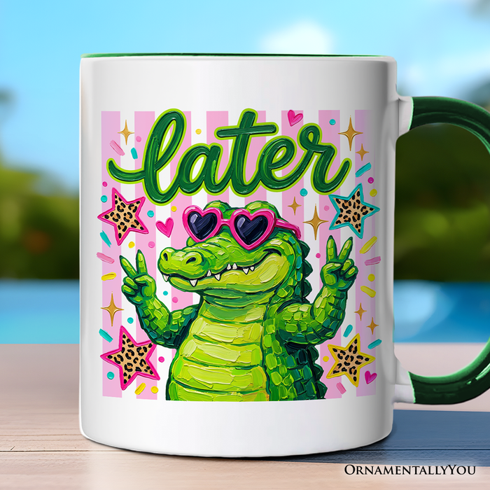 Later Alligator Funny Mug, Coquette Gator Animal Gift