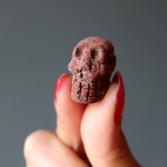 red lava skull bead