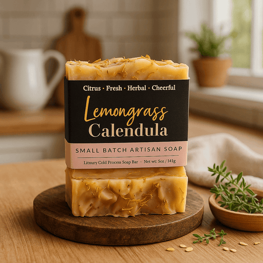 Lemongrass Calendula Soap Bar - Soap Boutique, handcrafted soap with lemongrass oil and calendula petals, 5 oz.
