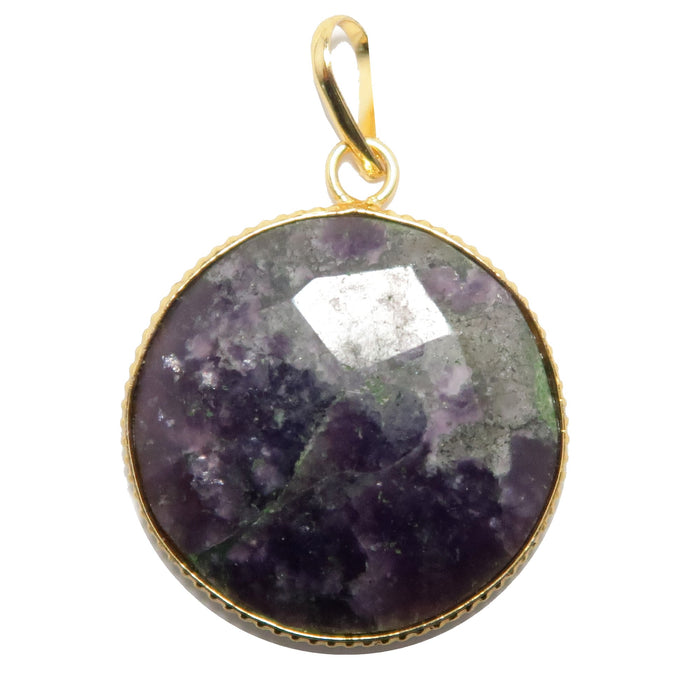 faceted lepidolite circle pendant