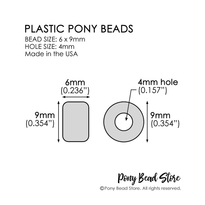 Light Blue Pearl Plastic Pony Beads 6 x 9mm, Bulk, 1500 beads