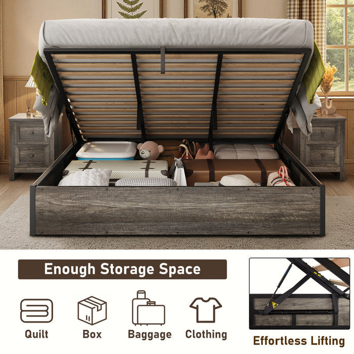 Lit coffre relevable Shila King Gris