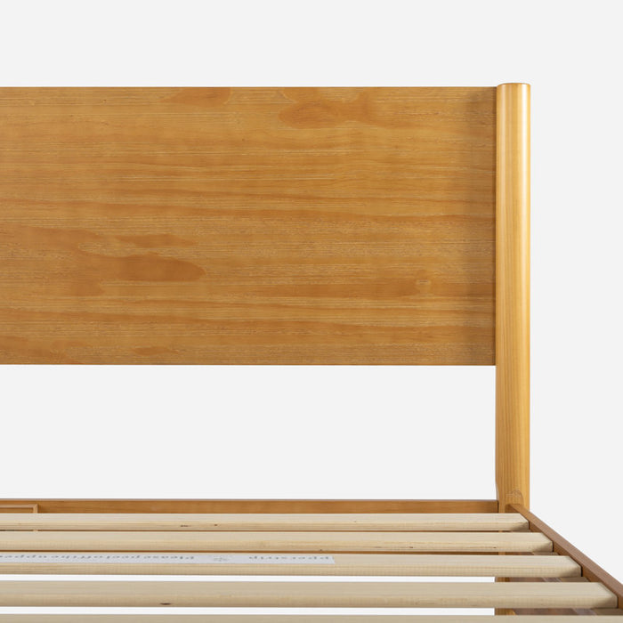 Lit plateforme Whitman, profil bas, style moderne du milieu du siècle, couleur bois brun, taille standard