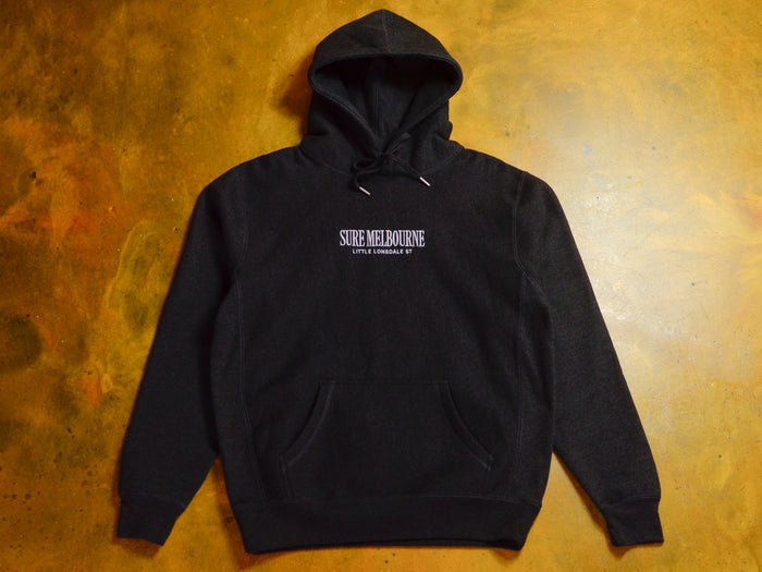 Little Lonsdale St. Embroidered Super Heavyweight Reverse Weave Hooded Fleece - Charcoal