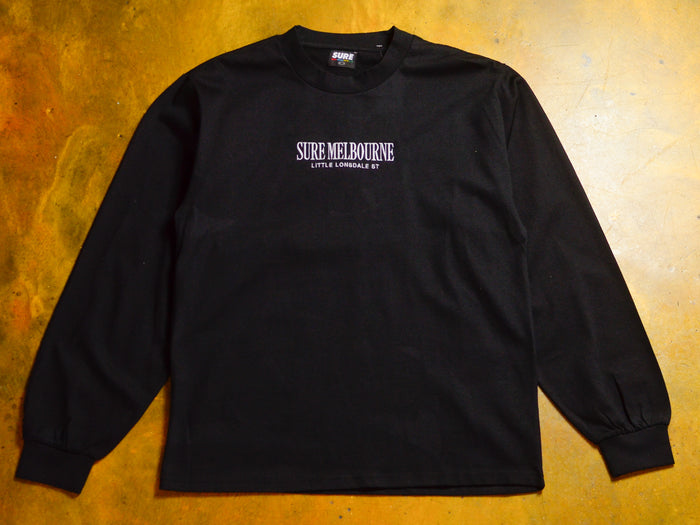 Little Lonsdale St. Heavyweight Embroidered Long-Sleeve - Black / Grey