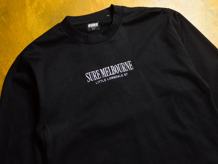Little Lonsdale St. Heavyweight Embroidered Long-Sleeve - Black / Grey
