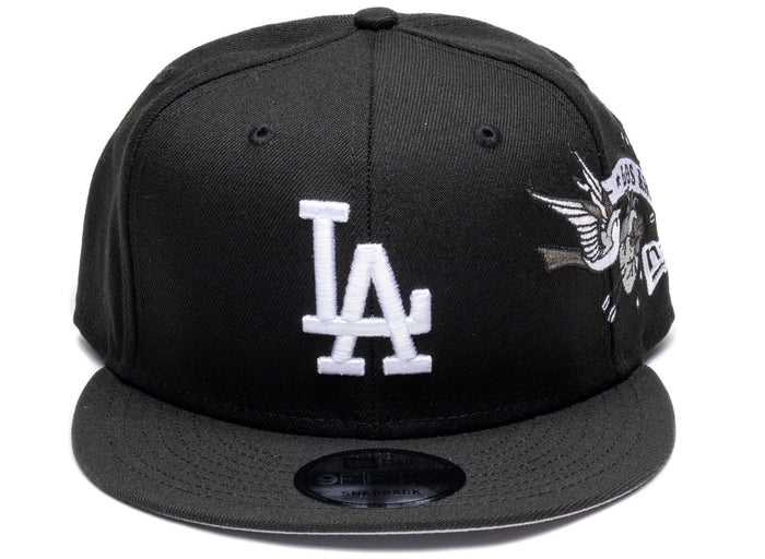 Los Angeles dodgers Gray Bottom City Art Side Patch New Era 9Fifty Snapback - Black
