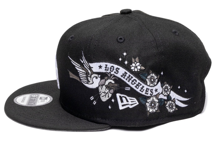 Los Angeles dodgers Gray Bottom City Art Side Patch New Era 9Fifty Snapback - Black