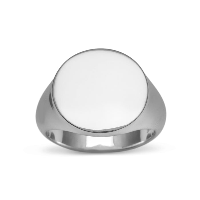 Louie Sterling Silver Solid Round Signet Ring