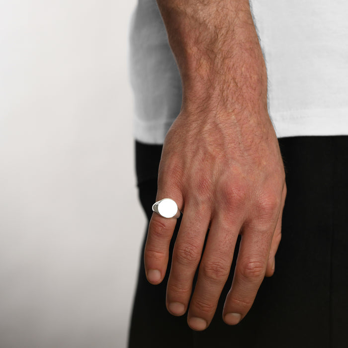 Louie Sterling Silver Solid Round Signet Ring