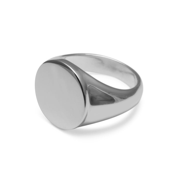 Louie Sterling Silver Solid Round Signet Ring