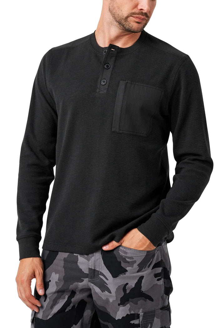 Lucky Brand Workwear Men's Slub Thermal Knit Pocket Long Sleeve Henley Long Sleeve T-Shirts Lucky Brand
