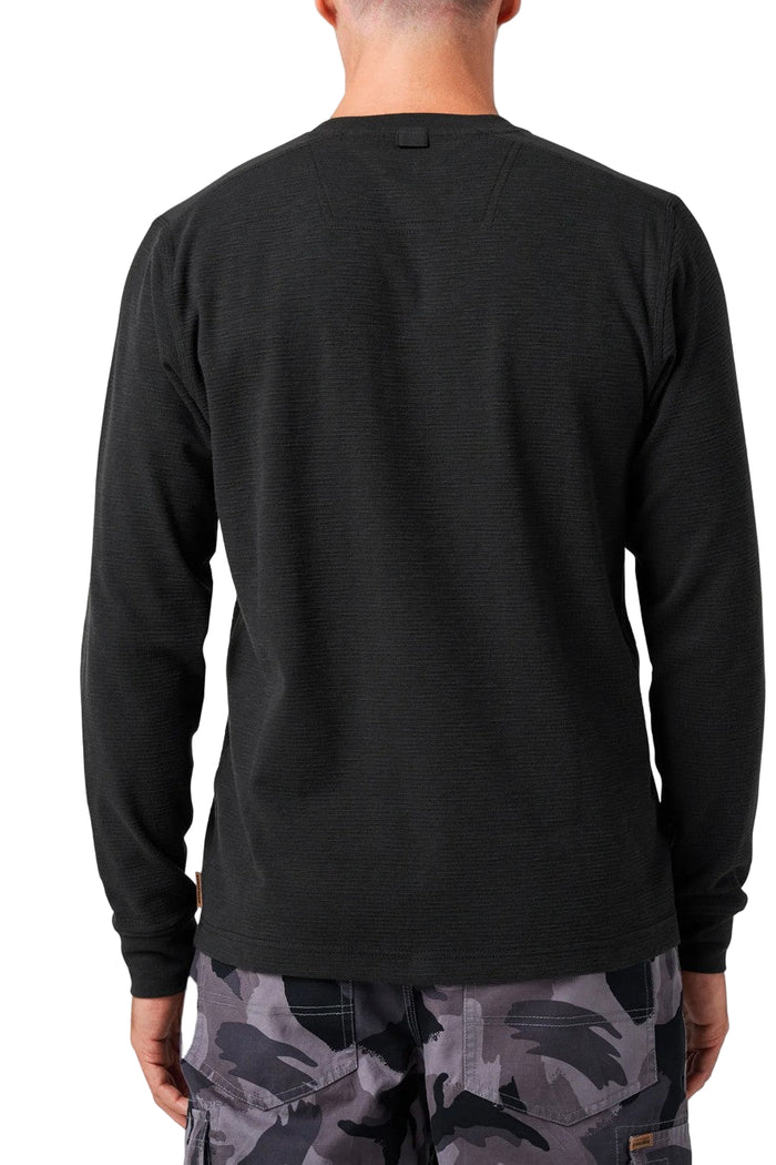 Lucky Brand Workwear Men's Slub Thermal Knit Pocket Long Sleeve Henley Long Sleeve T-Shirts Lucky Brand