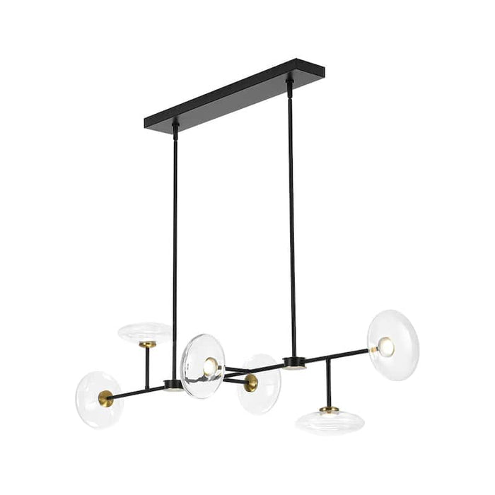 Lustre ovale linéaire à 6 lumières avec éclairage LED dimmable pour îlot de cuisine (laiton noir)