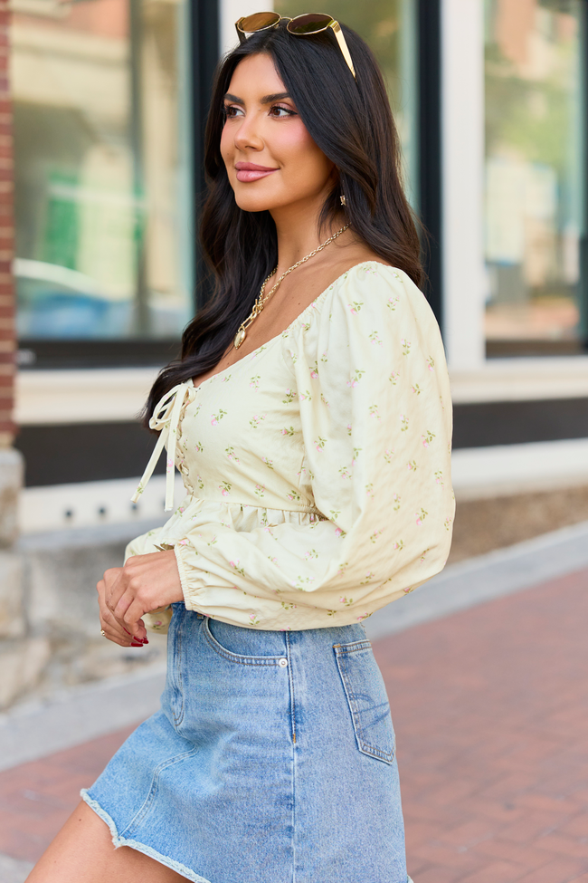 Maisie Yellow Floral Corset Woven Top  FINAL SALE