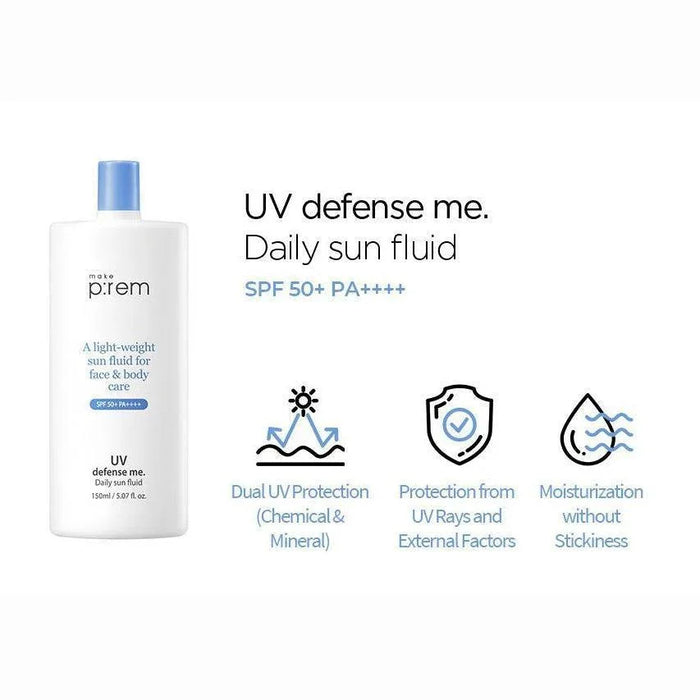 [make p:rem] UV Defense Me. Daily Sun Fluid SPF 50+ PA++++ 150ml make p:rem