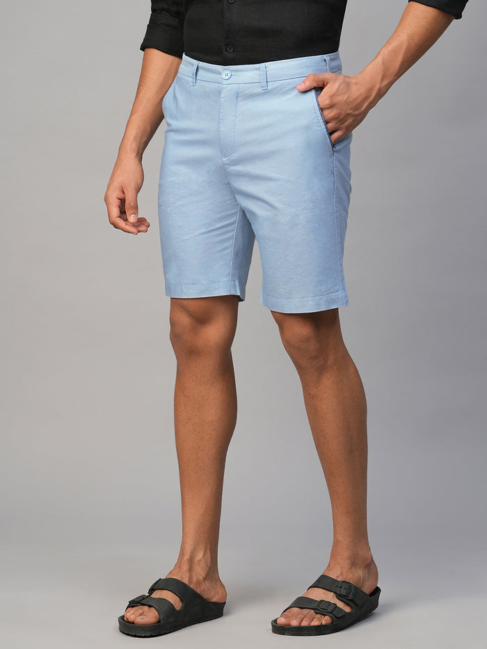 Men's Cotton Regular Fit Solid Shorts Blue