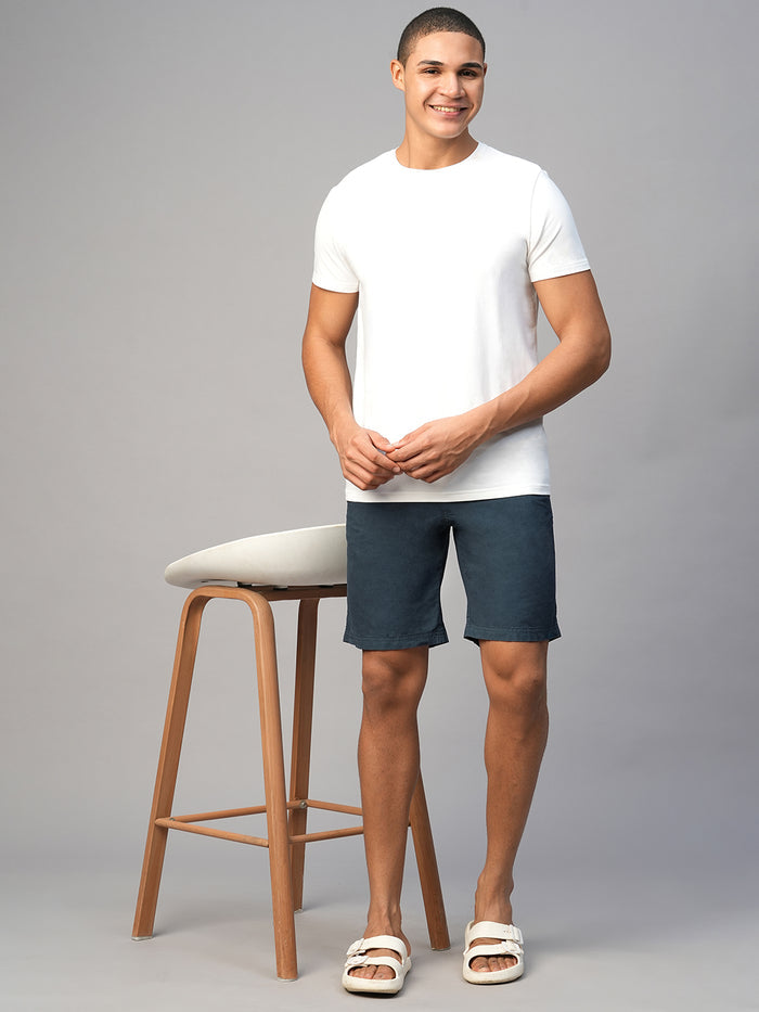 Men's Cotton Regular Fit Solid Shorts Navy