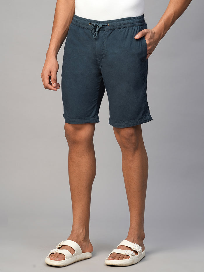 Men's Cotton Regular Fit Solid Shorts Navy
