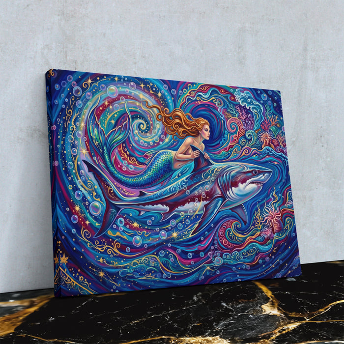 Mermaid Shark Spiral — Mermaid Shark Spiral Against Wall4x5 Reflect 20