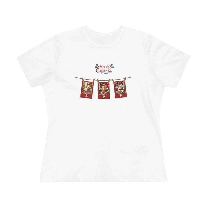 Merry Christmas - Photo Banner - Brunette Girls - Women's Softstyle Tee - Whippie's
